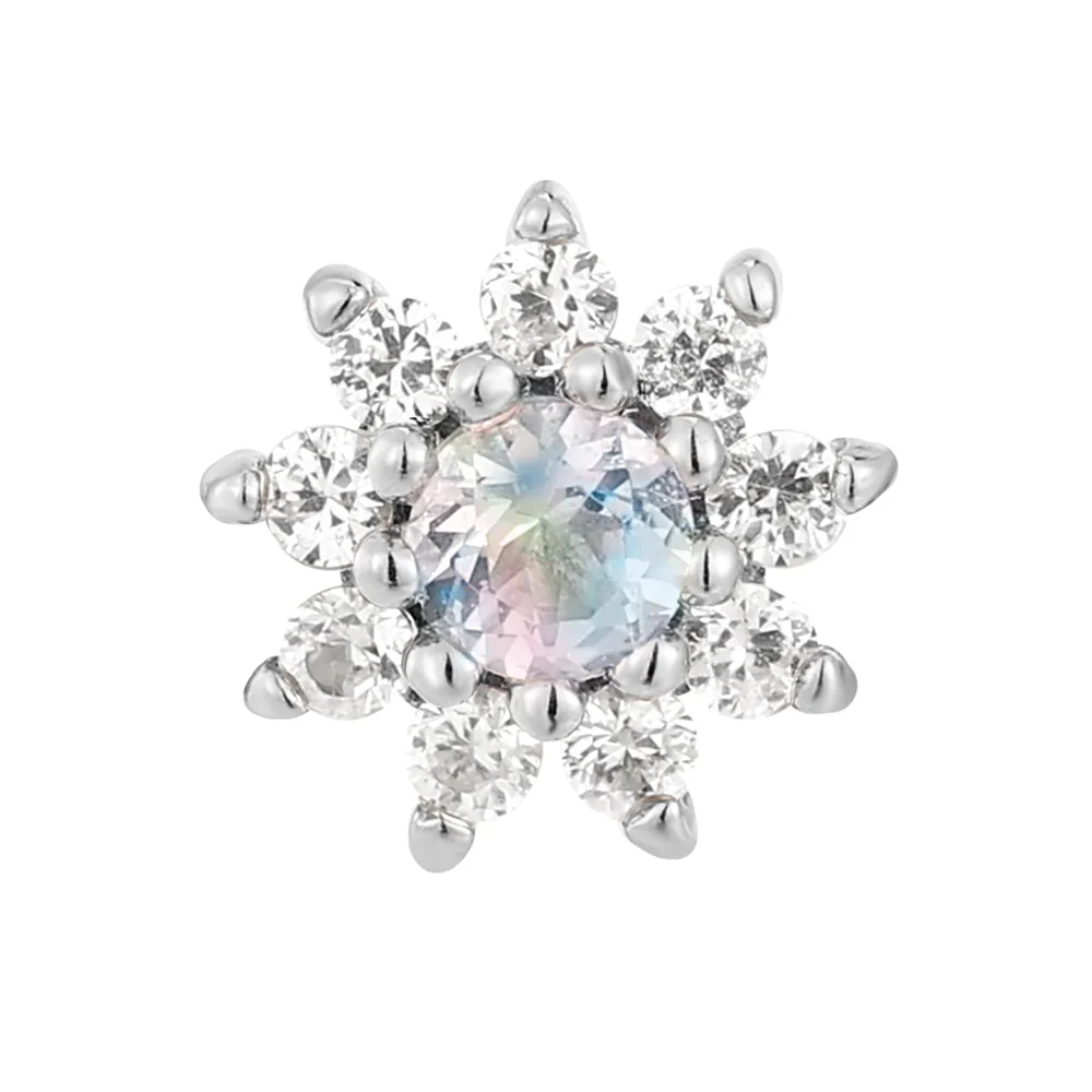 threadless: "Eloise" End in Gold with Rainbow Moonstone & White Sapphires - Image 4