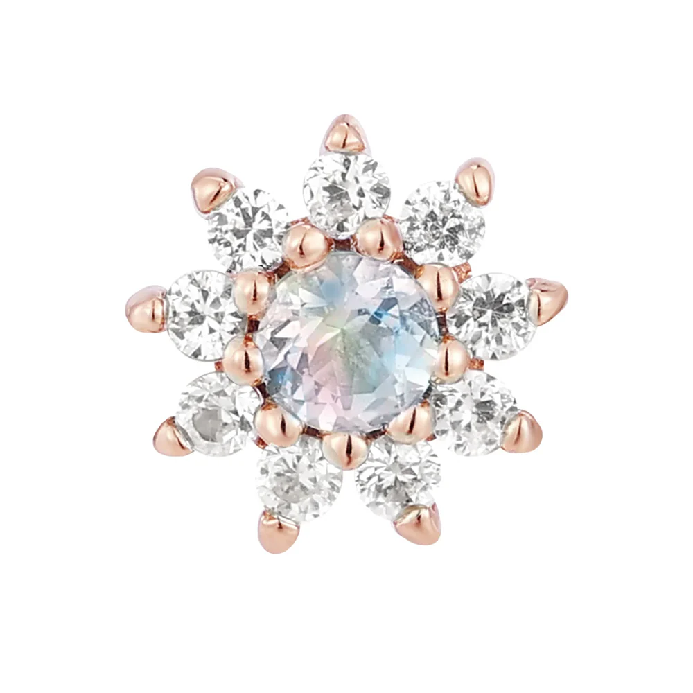 threadless: "Eloise" End in Gold with Rainbow Moonstone & White Sapphires - Image 5
