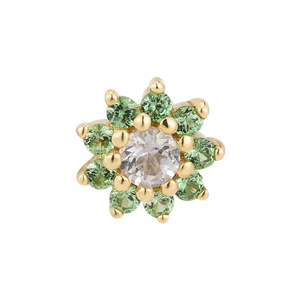 threadless: "Eloise" End in Gold with Tsavorite & White Topaz - Image 2