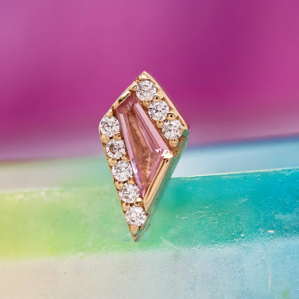 threadless: "Eminence" End in Gold with Pink Tourmaline & CZ's - Image 2