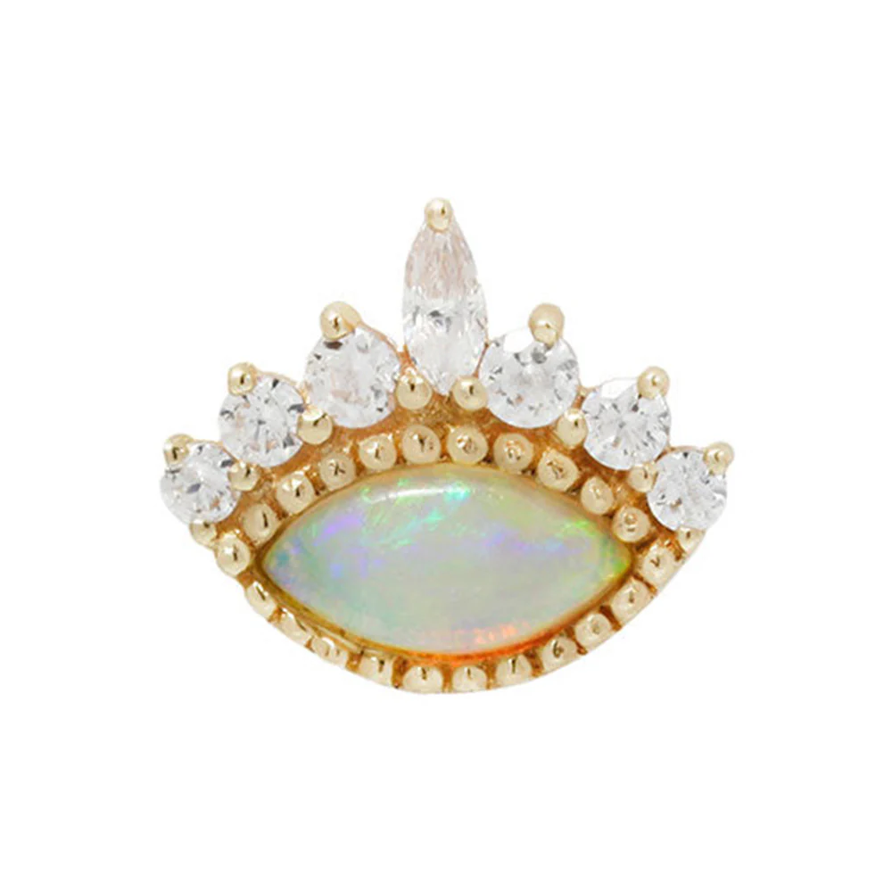 threadless: "Enchant" End in Gold with Genuine Opal & White CZ's - Image 2