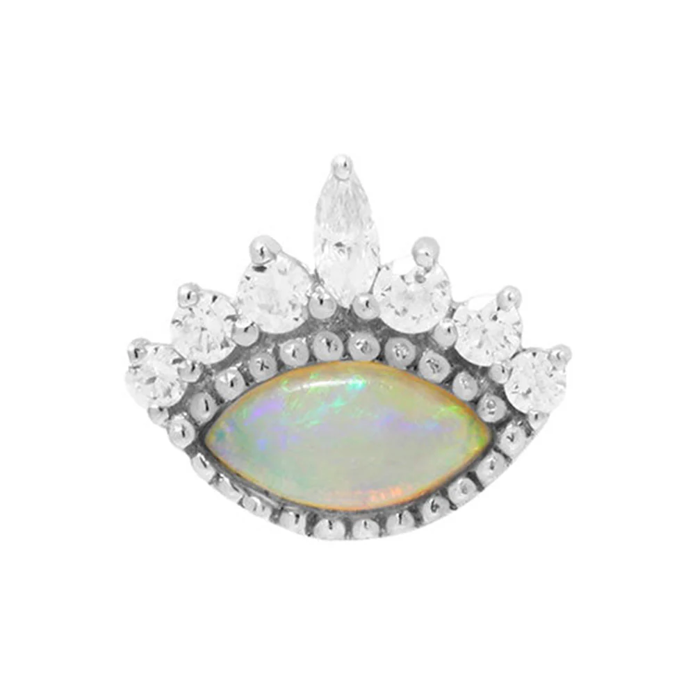 threadless: "Enchant" End in Gold with Genuine Opal & White CZ's - Image 3