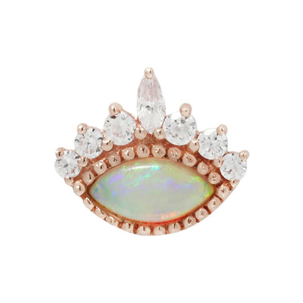 threadless: "Enchant" End in Gold with Genuine Opal & White CZ's - Image 4