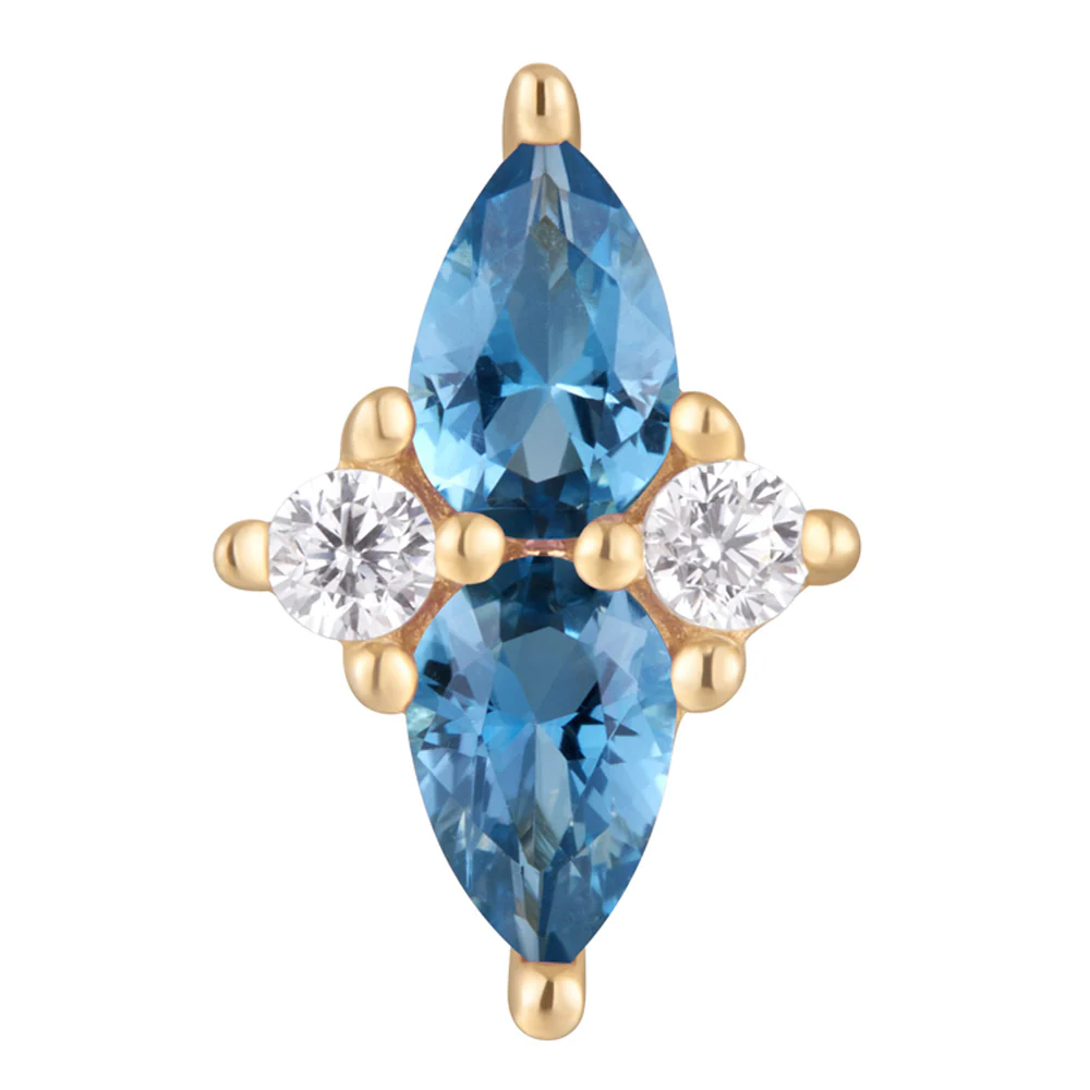 threadless: "Ethereal" End in Gold with London Blue Topaz & CZ's - Image 2