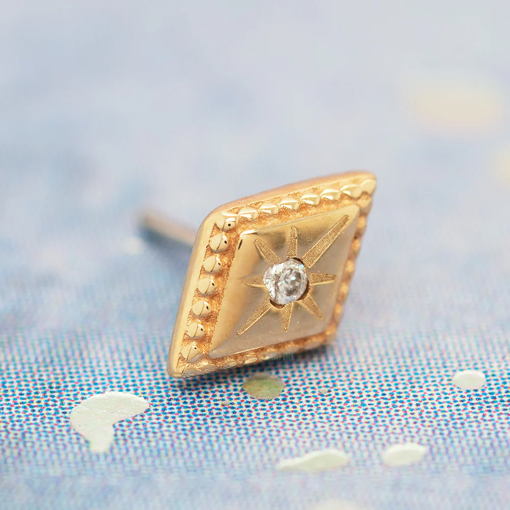 threadless: "Etoile" End in Gold with Diamond - Image 2