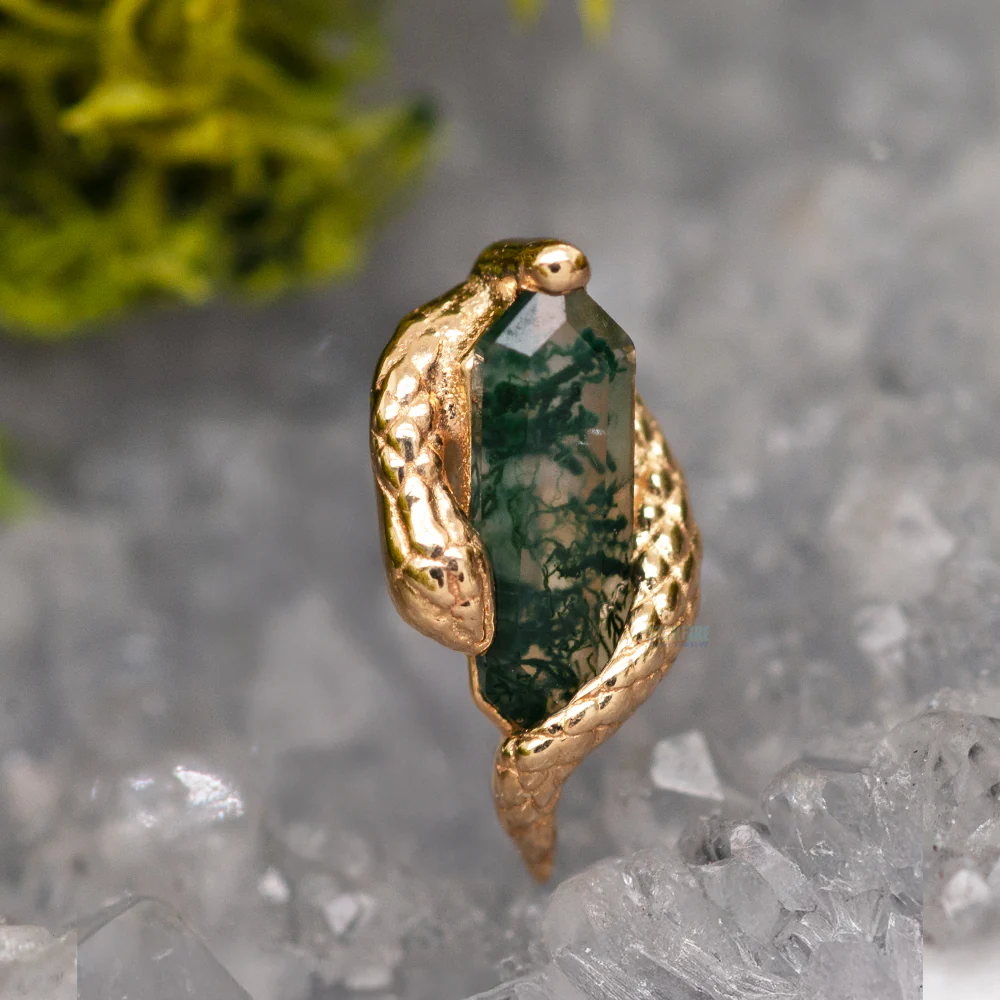 threadless: "Eve Was Framed" End in Gold with Moss Agate - Image 2