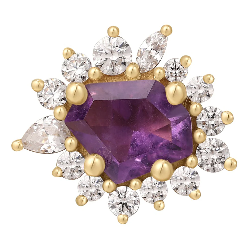 threadless: "Eye Candy" End in Gold with Amethyst & White CZ's - Image 3