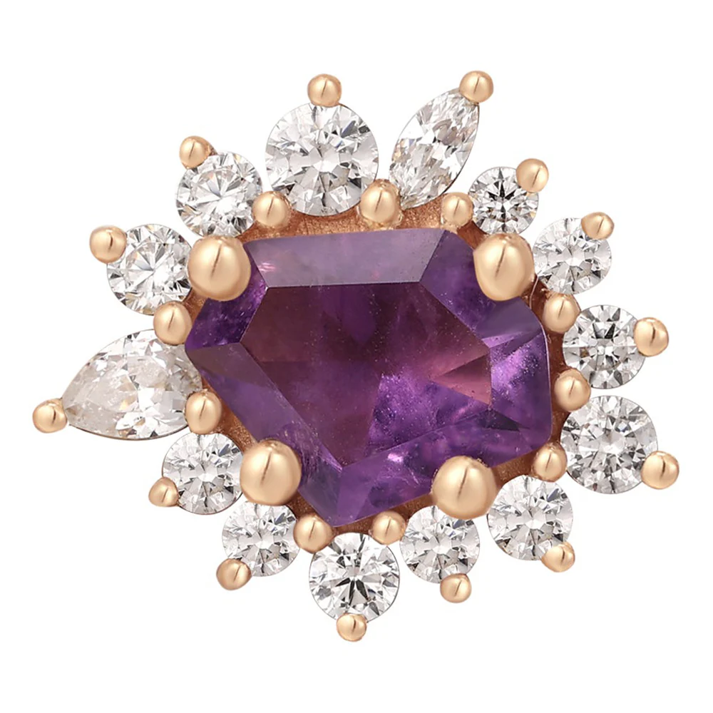 threadless: "Eye Candy" End in Gold with Amethyst & White CZ's - Image 5