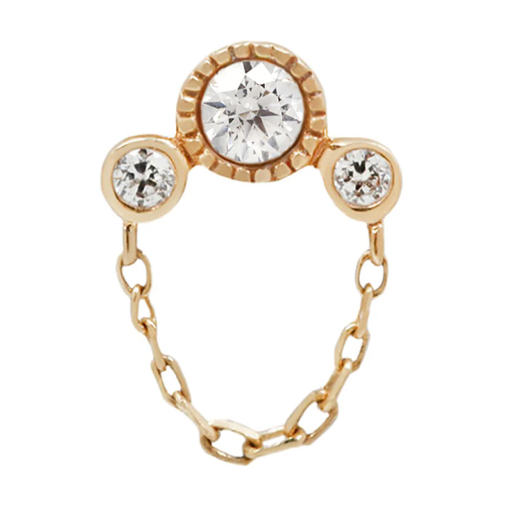 threadless: "Halston" End with Chain in Gold with Diamonds - Image 2