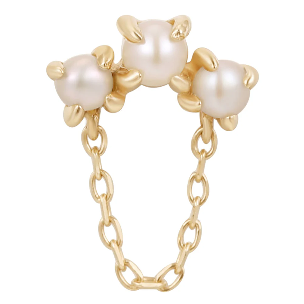 threadless: "Halston" End with Chain in Gold with Pearls - Image 2