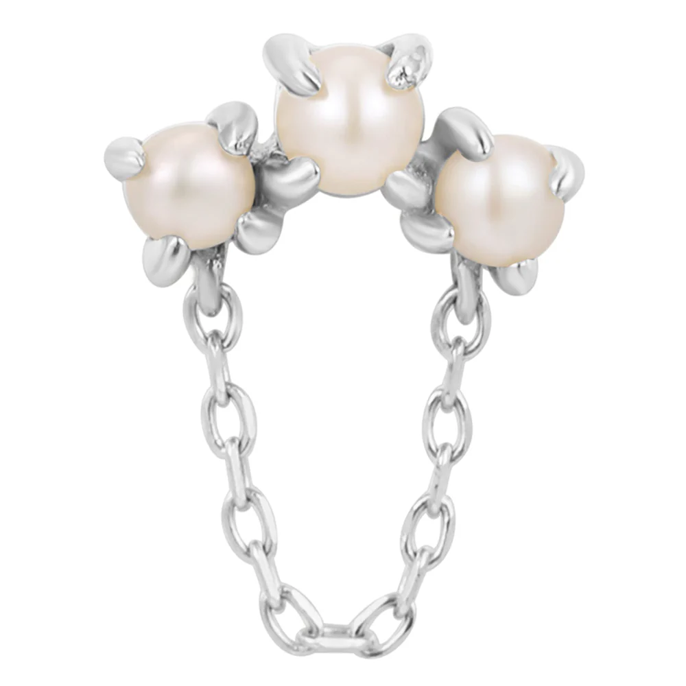 threadless: "Halston" End with Chain in Gold with Pearls - Image 3