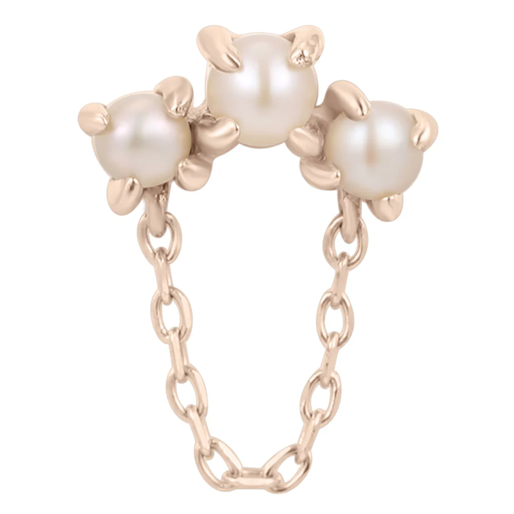 threadless: "Halston" End with Chain in Gold with Pearls - Image 4
