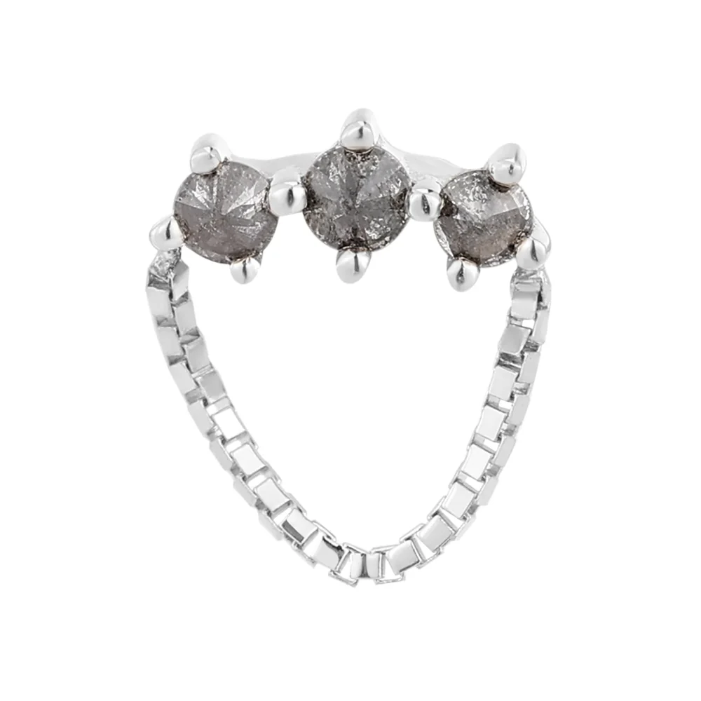threadless: "Halston" End with Chain in Gold with Reverse-Set Grey Diamonds - Image 4