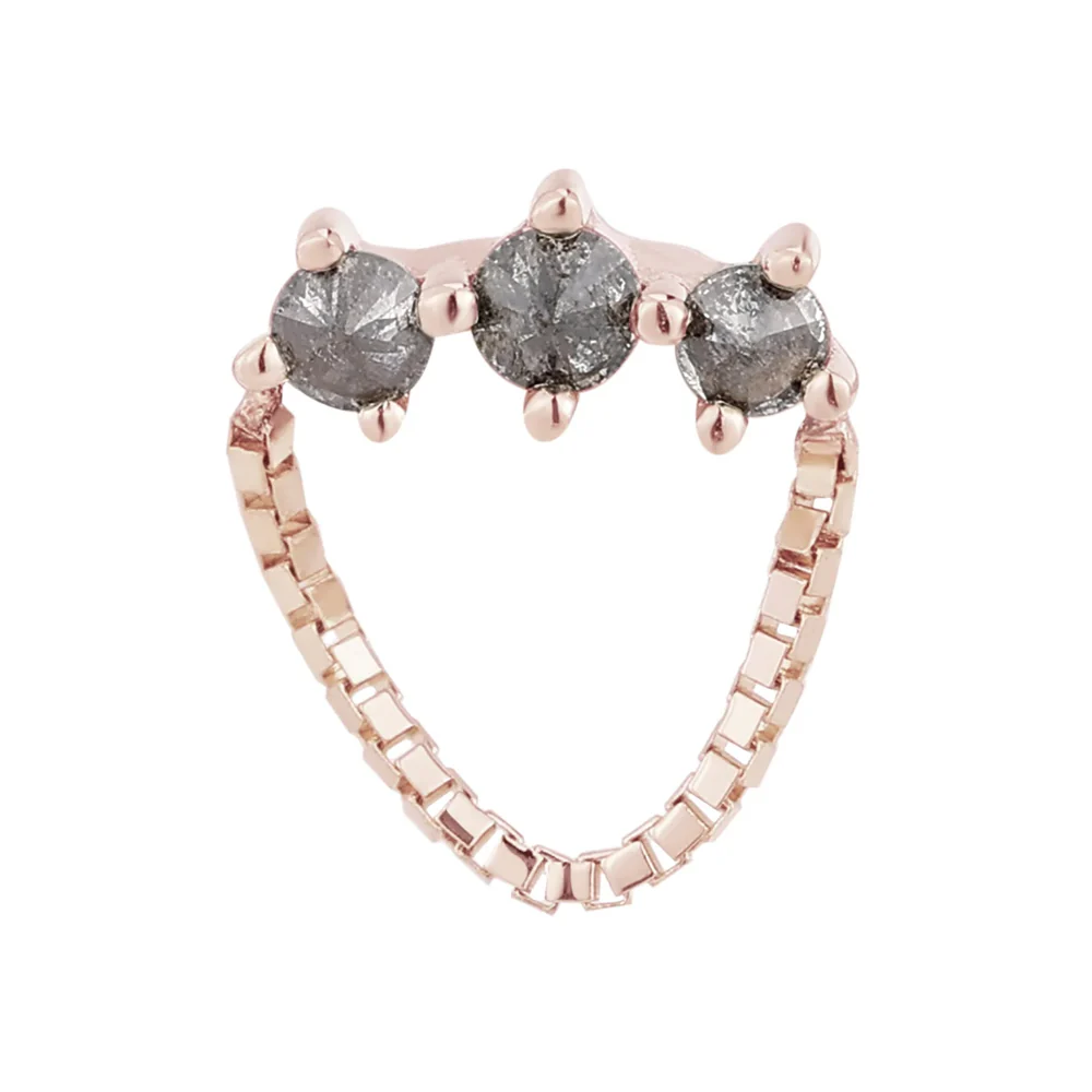 threadless: "Halston" End with Chain in Gold with Reverse-Set Grey Diamonds - Image 5