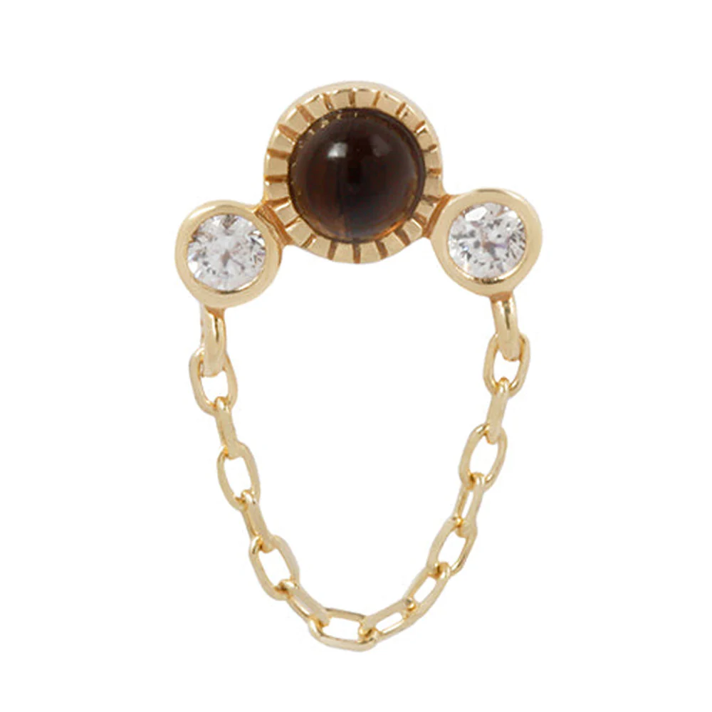 threadless: "Halston" End with Chain in Gold with Smokey Quartz & White CZ's - Image 2