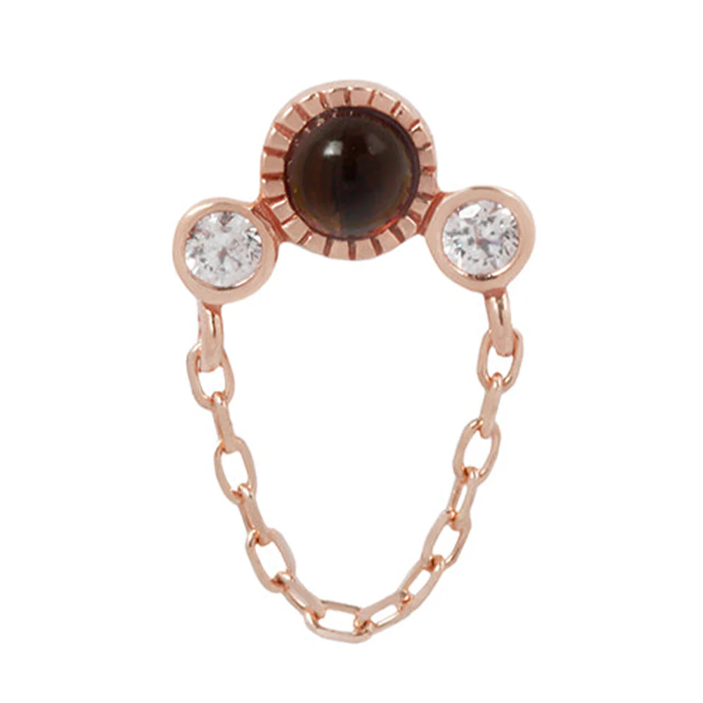 threadless: "Halston" End with Chain in Gold with Smokey Quartz & White CZ's - Image 4