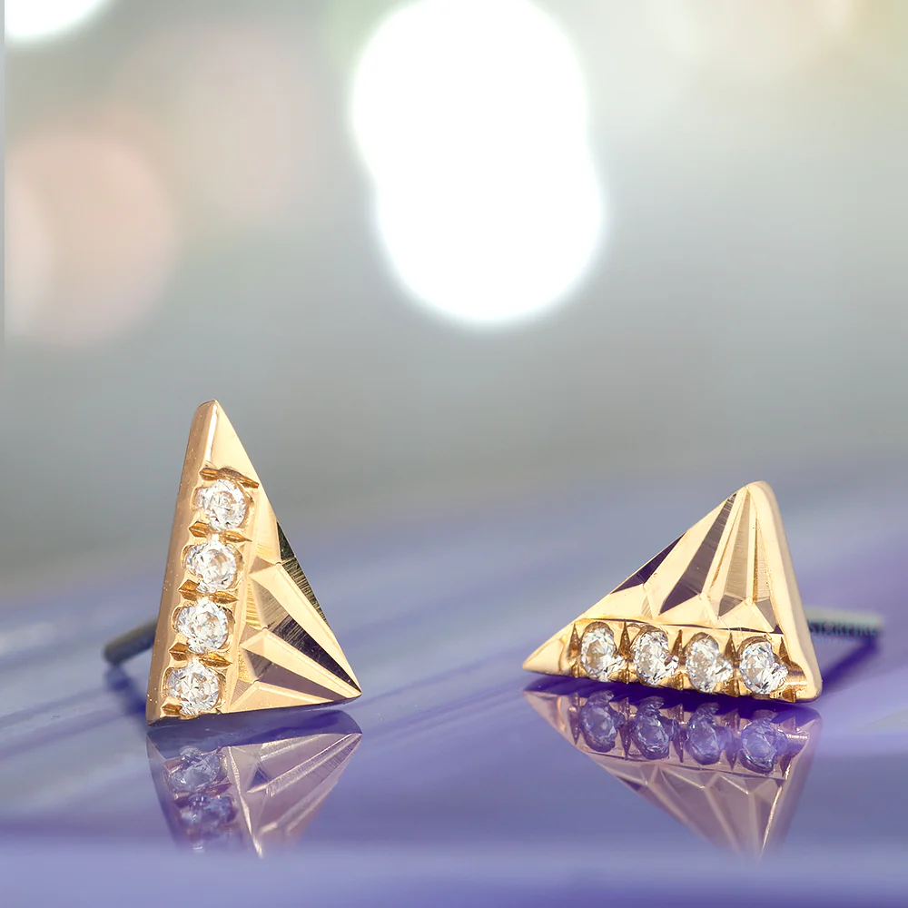 threadless: "Highlight" End in Gold with CZ's - Image 2