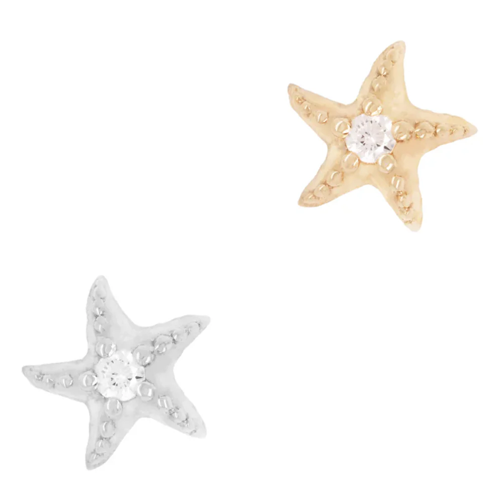 threadless: "Hoku Star" Starfish End in Gold with Diamond - Image 3