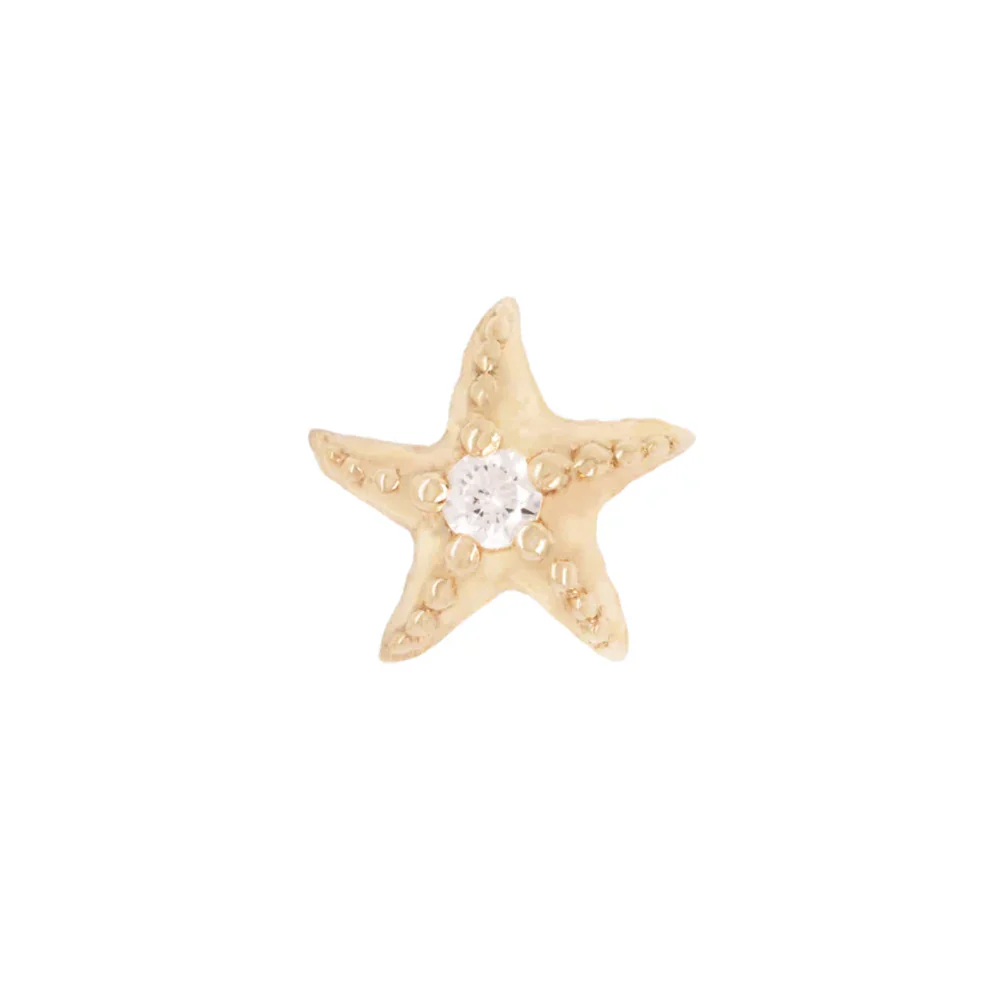 threadless: "Hoku Star" Starfish End in Gold with Diamond - Image 4