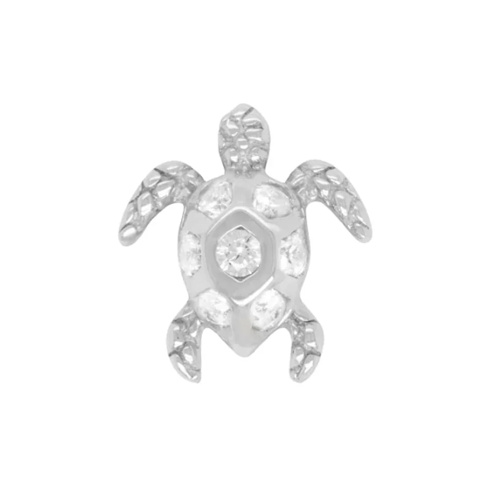 threadless: "Honu" Turtle End in Gold with White Sapphires - Image 2
