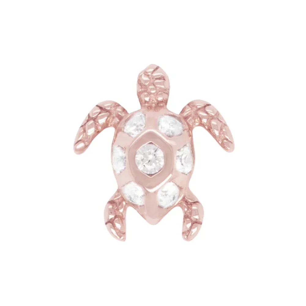 threadless: "Honu" Turtle End in Gold with White Sapphires - Image 3