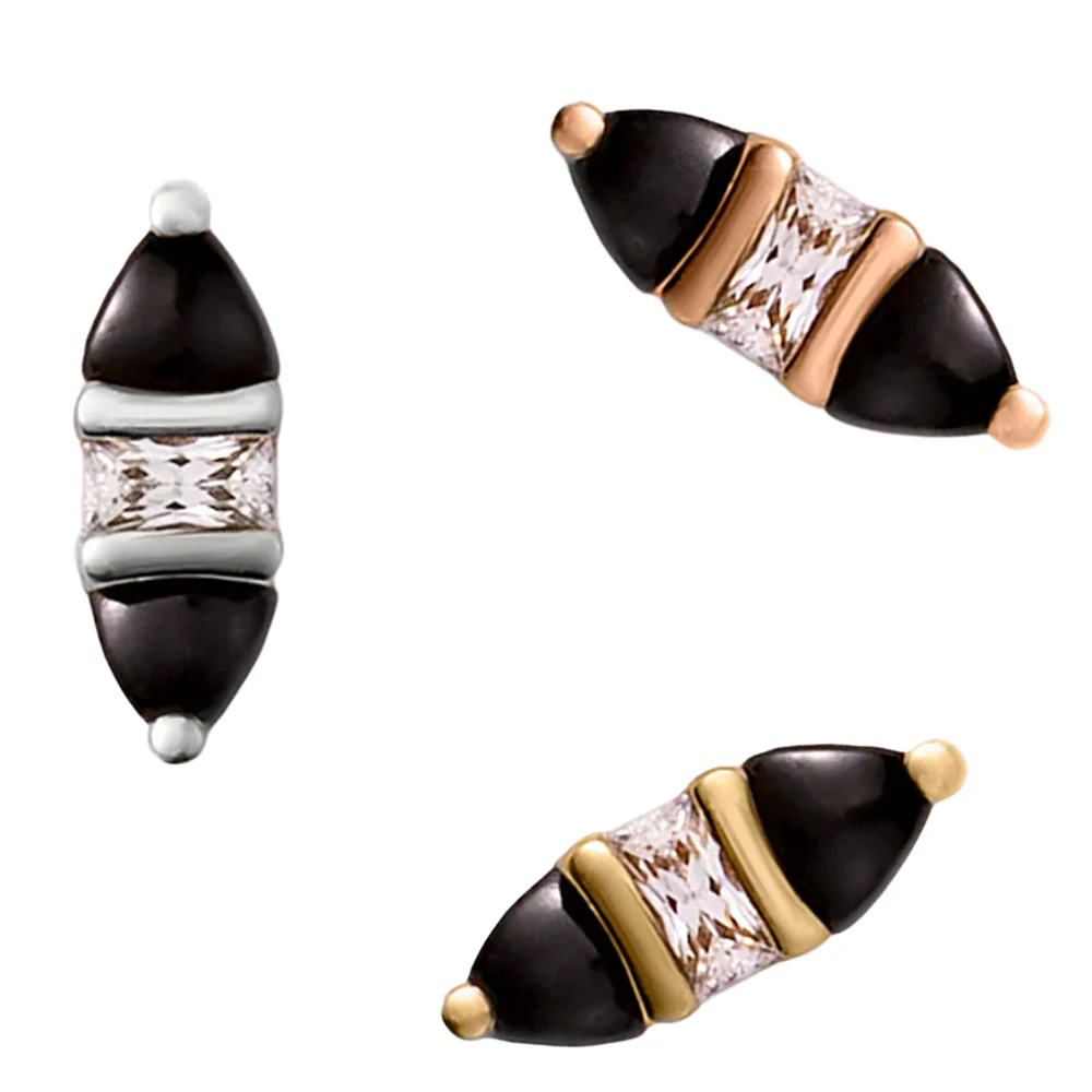 threadless: "Innuendo" End in Gold with Black Spinel & CZ