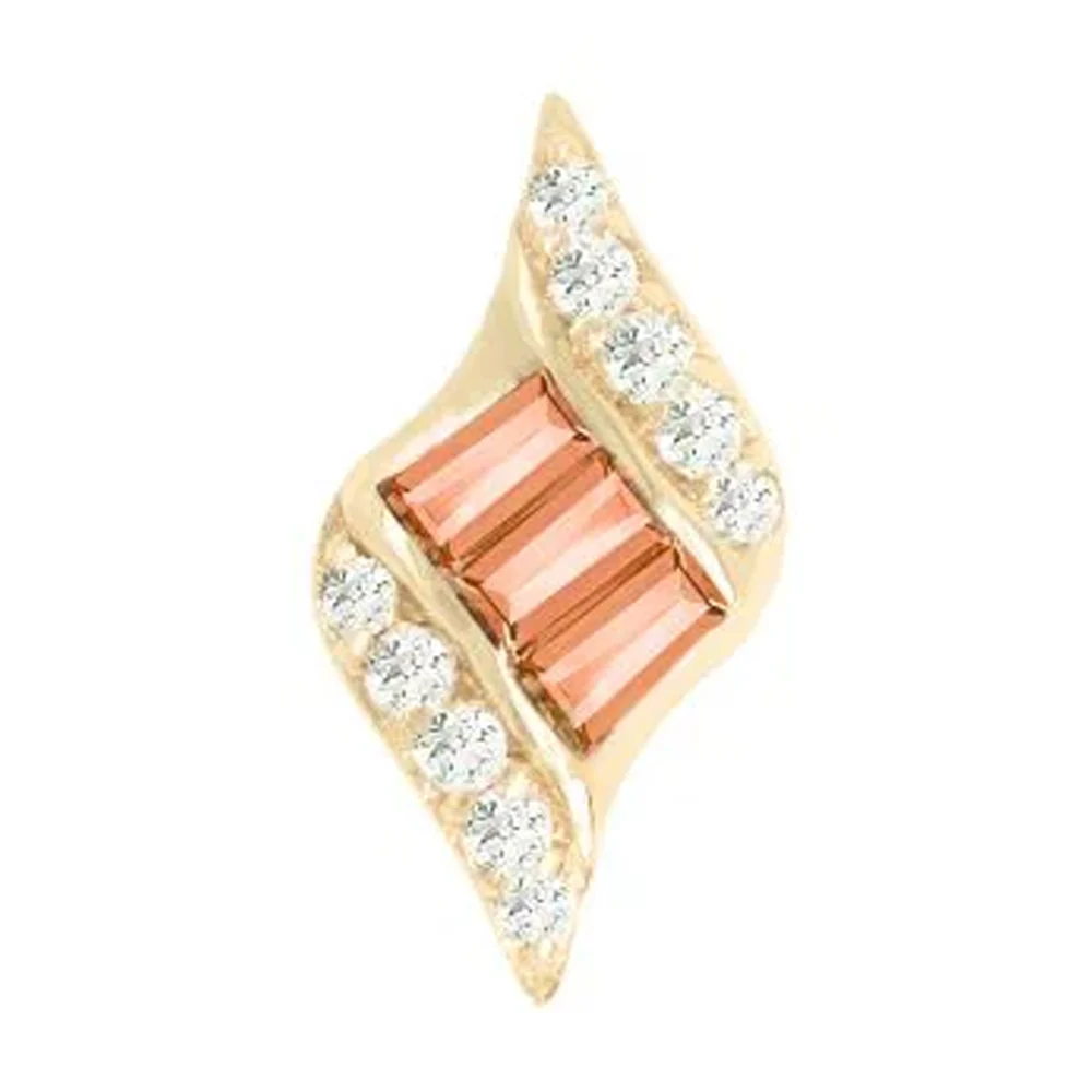 threadless: "Intrigue" End in Gold with Orange Garnet & CZ's - Image 2