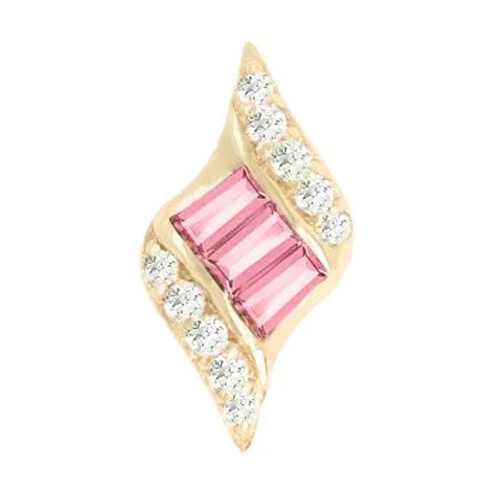 threadless: "Intrigue" End in Gold with Pink Tourmaline & CZ's - Image 2