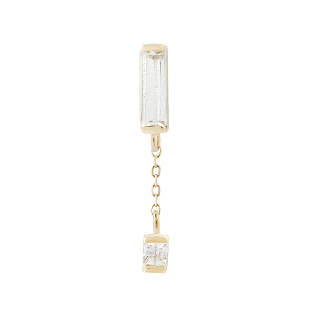 threadless: "Jaxon" End with Dangle in Gold with CZ's - Image 2
