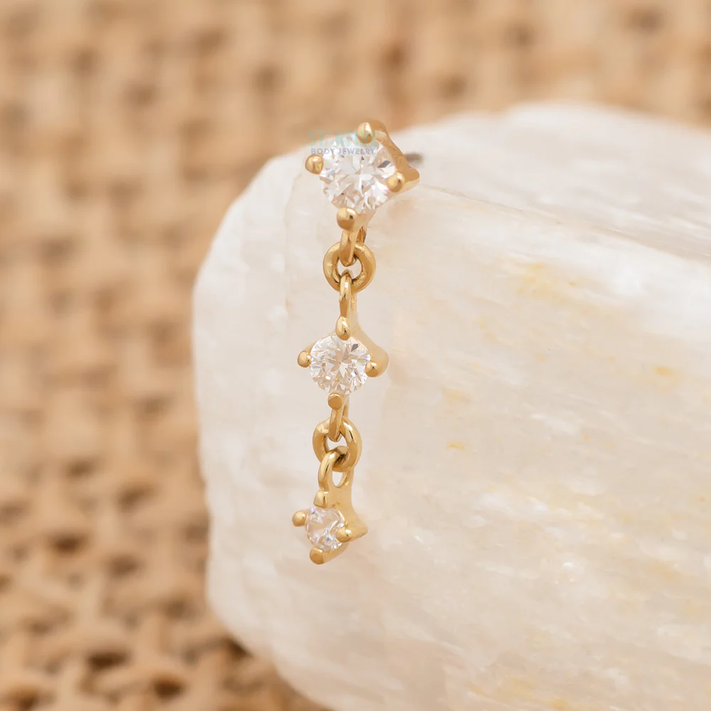 threadless: "Kiera" Chain End in Gold with CZ's - Image 2