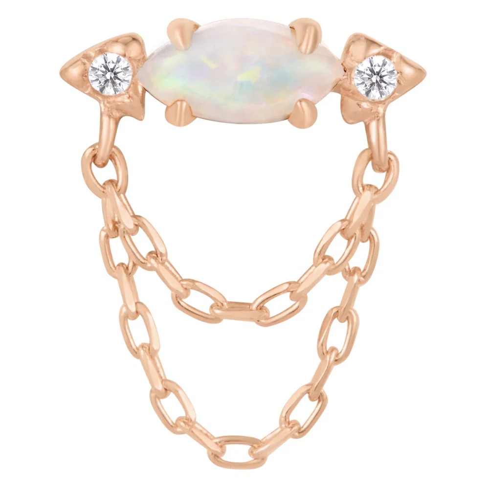 threadless: "Limitless" End with Chains in Gold with Genuine White Opal & CZ - Image 4
