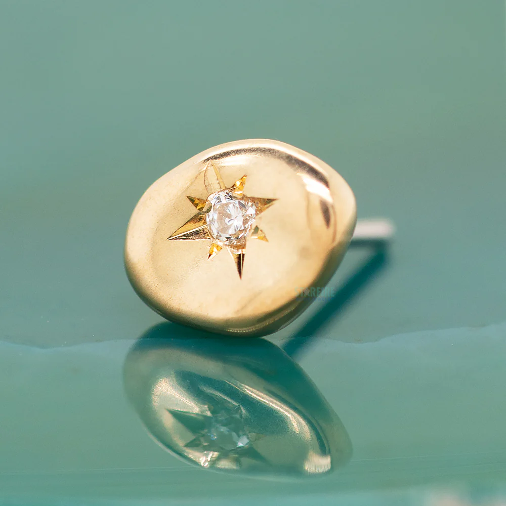 threadless: "Lover" End in Gold with CZ - Image 2