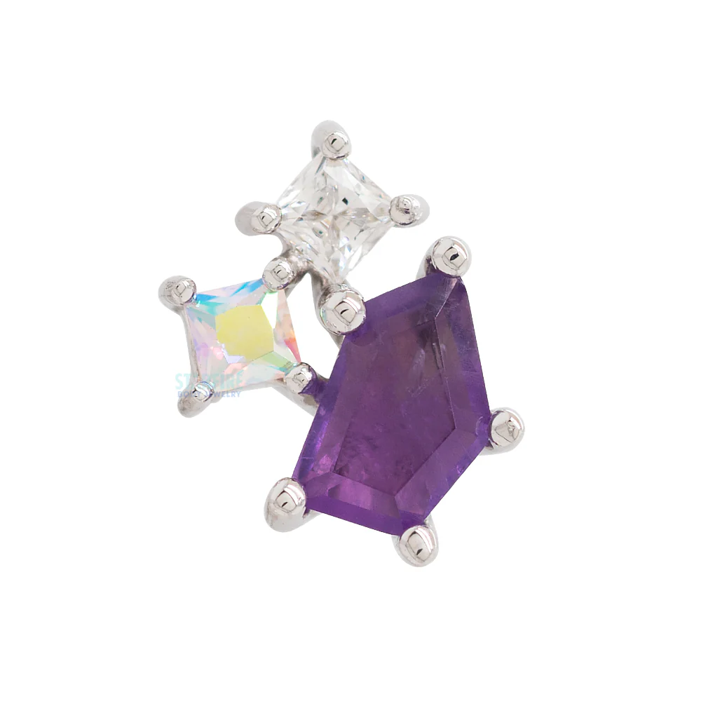 threadless: "Lyra" End in Gold with Amethyst, Mercury Mist Topaz & CZ - Image 3