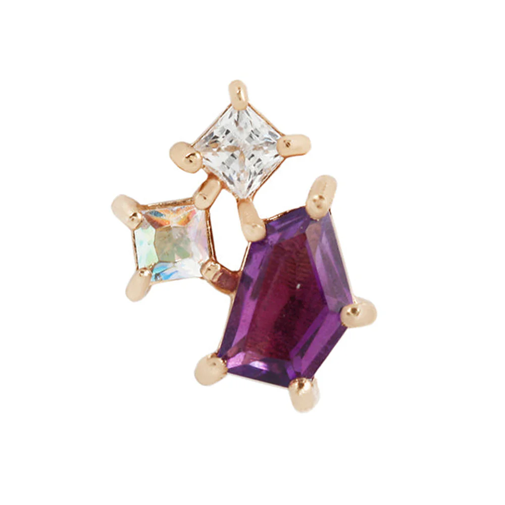 threadless: "Lyra" End in Gold with Amethyst, Mercury Mist Topaz & CZ - Image 4