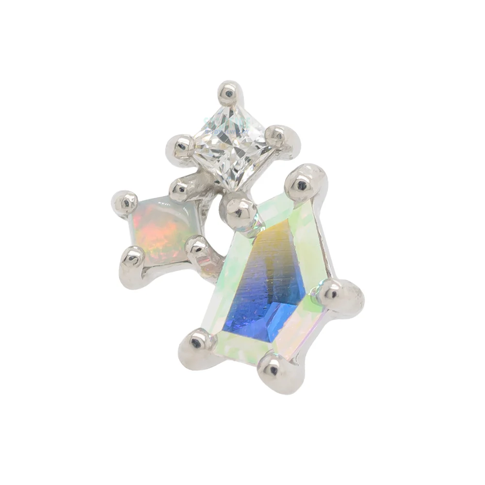 threadless: "Lyra" End in Gold with Mercury Mist Topaz, Opal, & CZ - Image 3