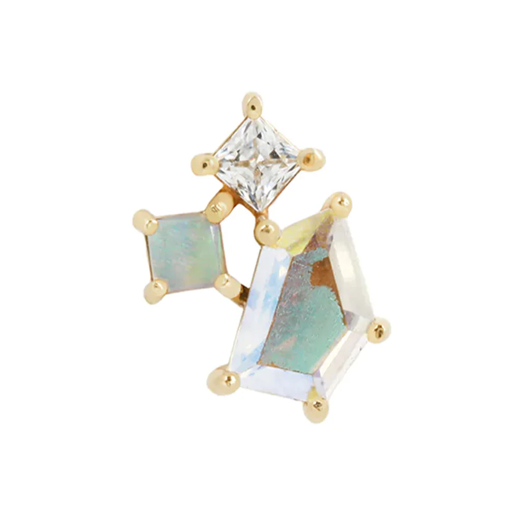 threadless: "Lyra" End in Gold with Mercury Mist Topaz, Opal, & CZ - Image 4