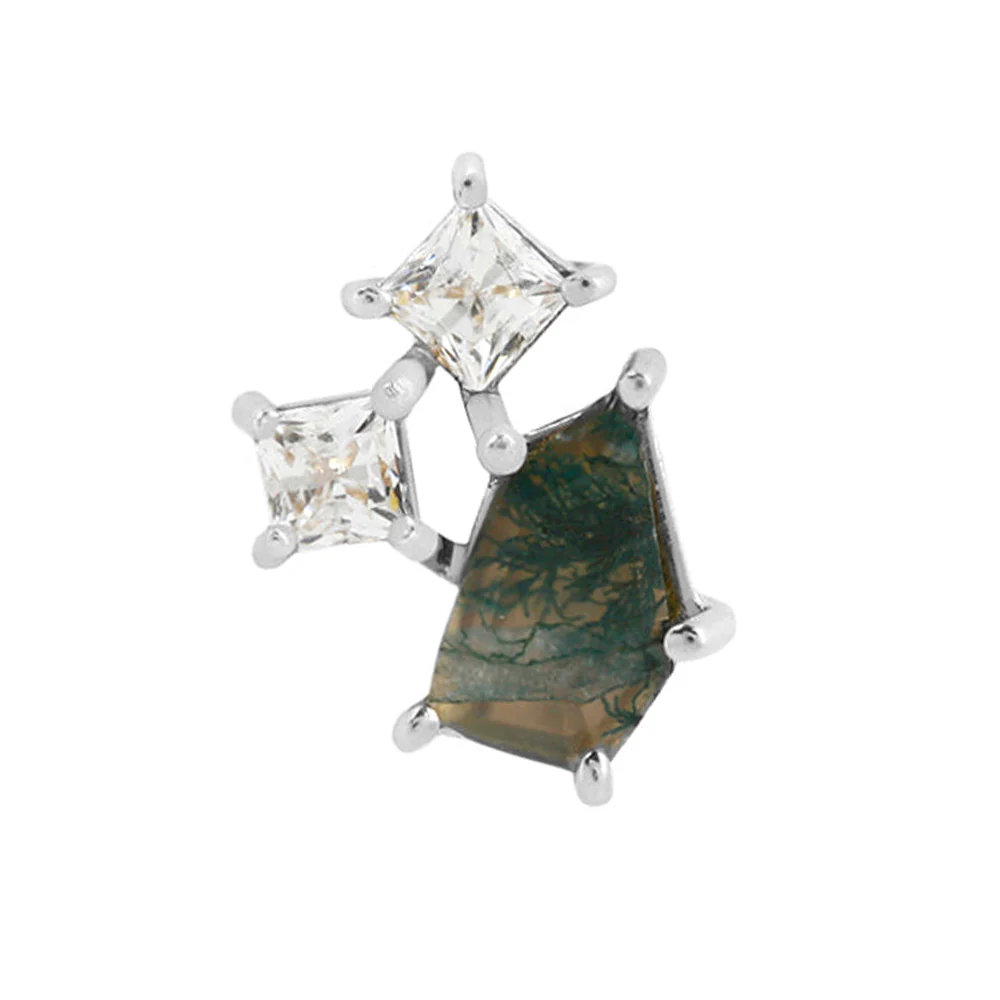 threadless: "Lyra" End in Gold with Moss Agate & CZ - Image 3