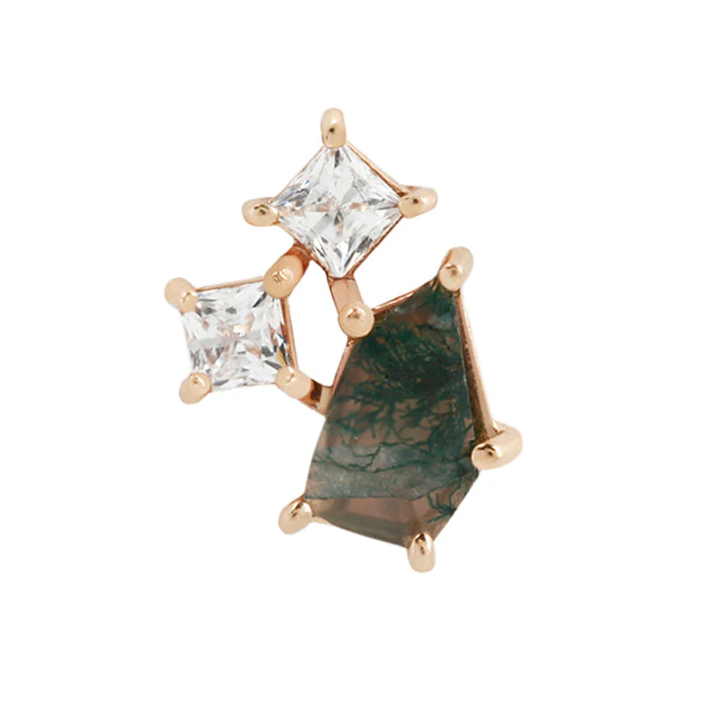 threadless: "Lyra" End in Gold with Moss Agate & CZ - Image 4