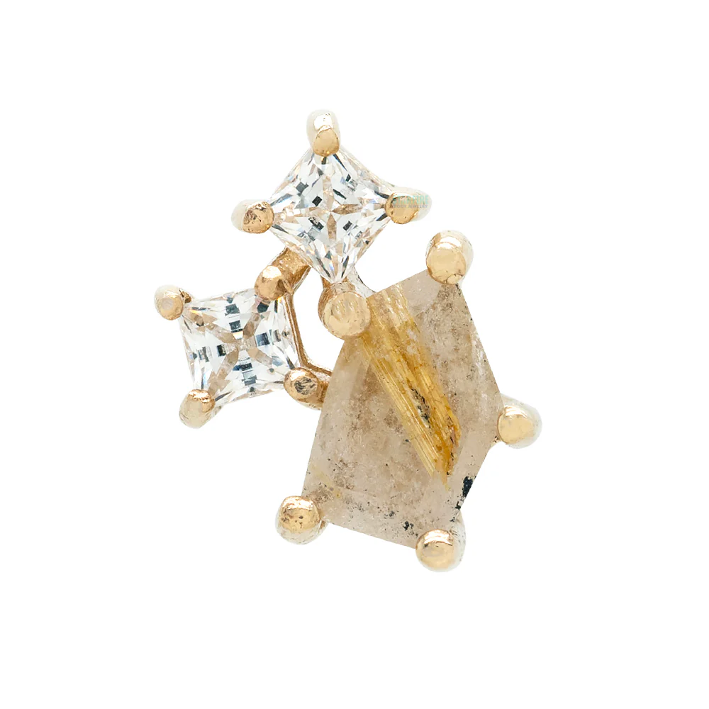 threadless: "Lyra" End in Gold with Rutilated Quartz & CZ - Image 3