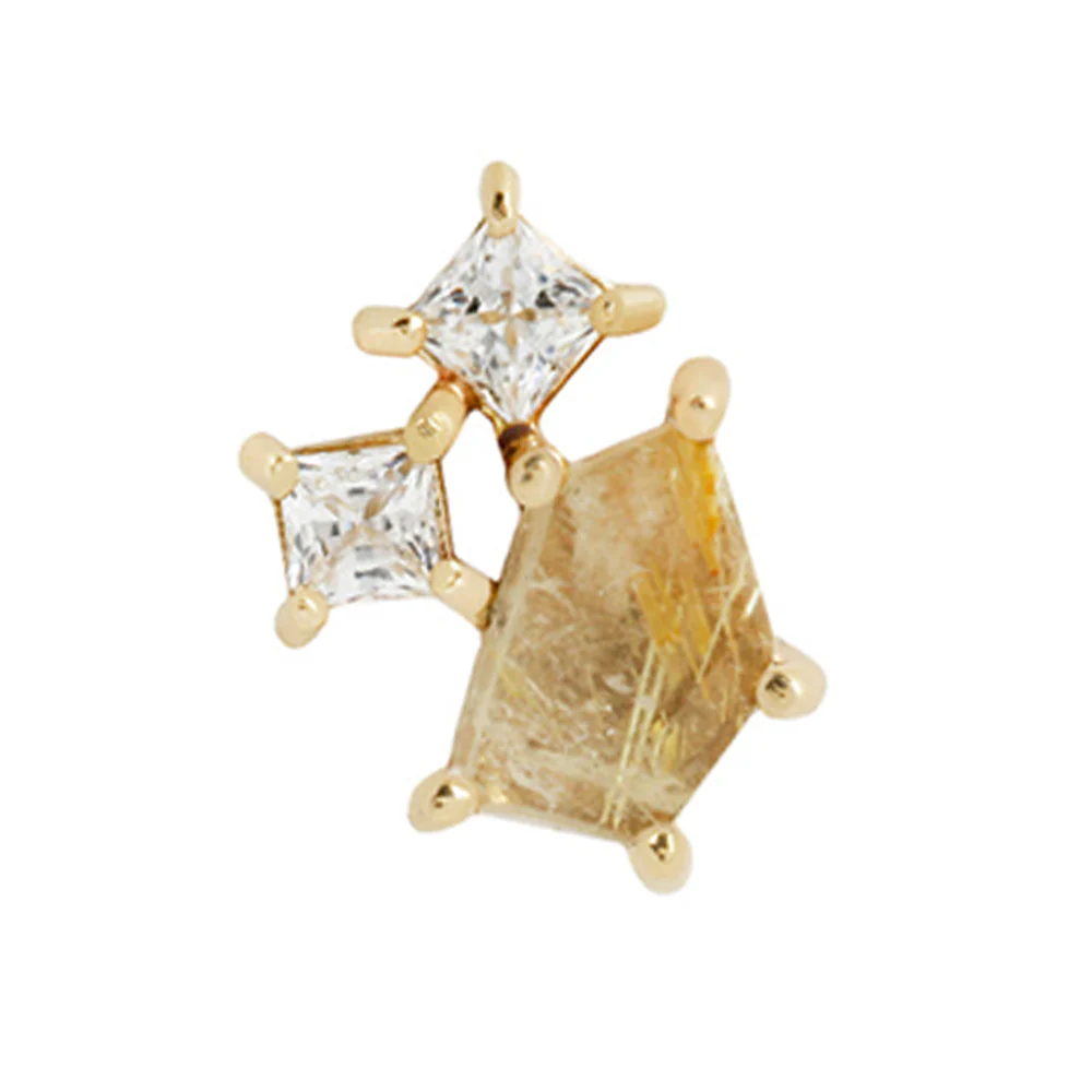 threadless: "Lyra" End in Gold with Rutilated Quartz & CZ - Image 4