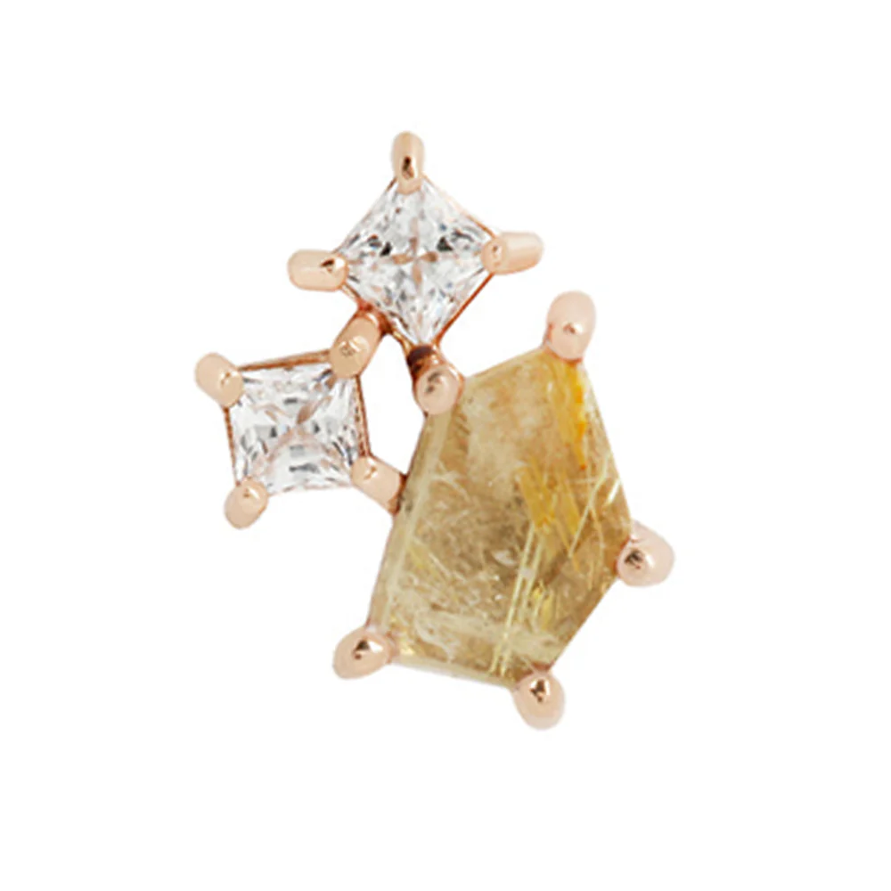 threadless: "Lyra" End in Gold with Rutilated Quartz & CZ - Image 6