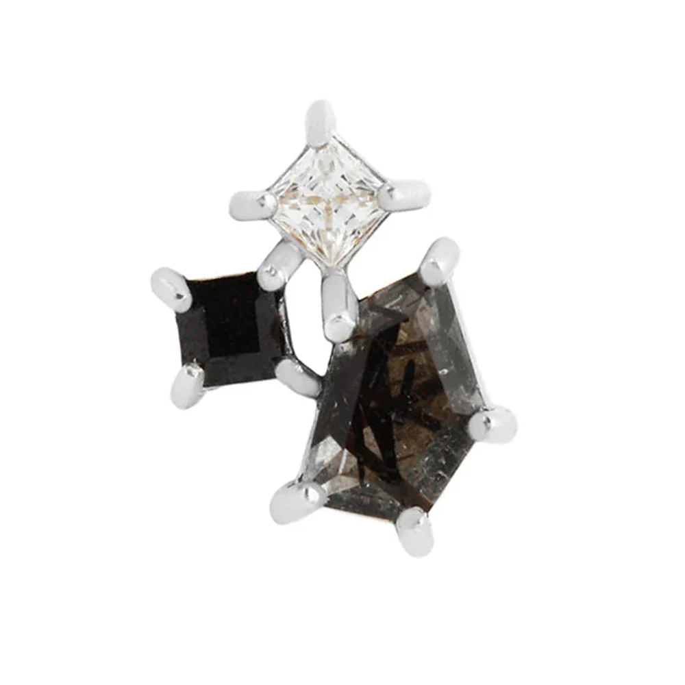 threadless: "Lyra" End in Gold with Tourmalated Quartz, Black Spinel & CZ - Image 3