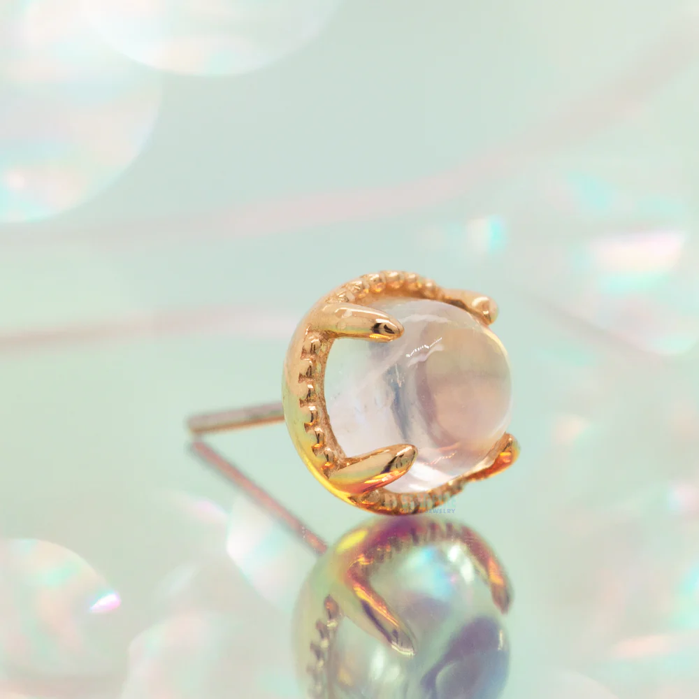 threadless: "Manifest" End in Gold with Rainbow Moonstone - Image 2