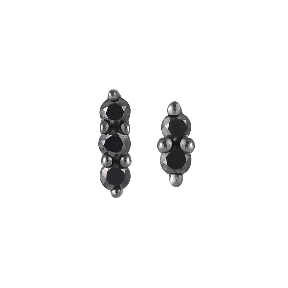 threadless: "Mishka" End in Black Rhodium - Gold with Black Diamonds
