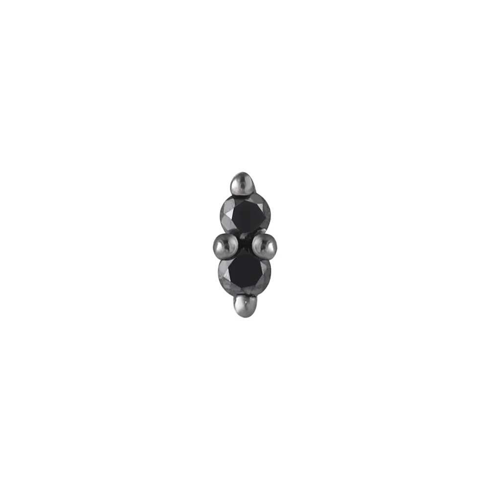 threadless: "Mishka" End in Black Rhodium - Gold with Black Diamonds - Image 2