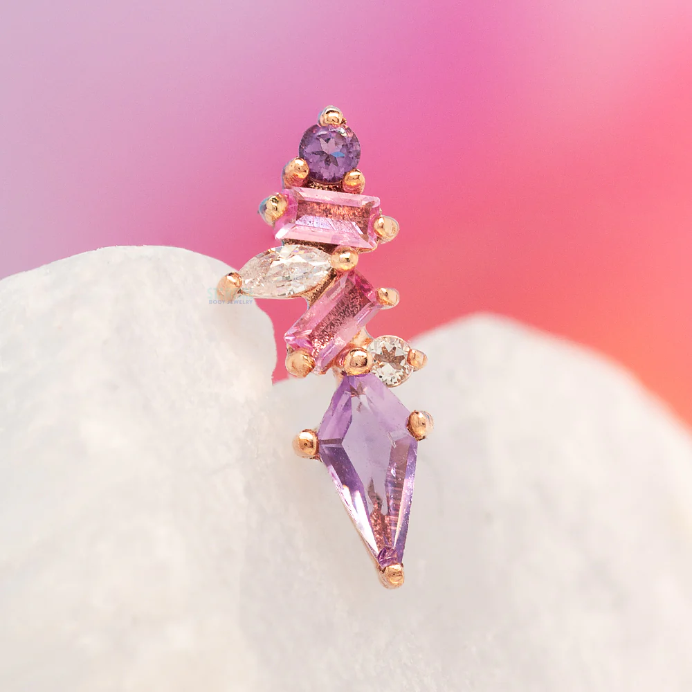 threadless: "Mixt" End in Gold with Amethyst, Pink Sapphire & White Topaz - Image 2