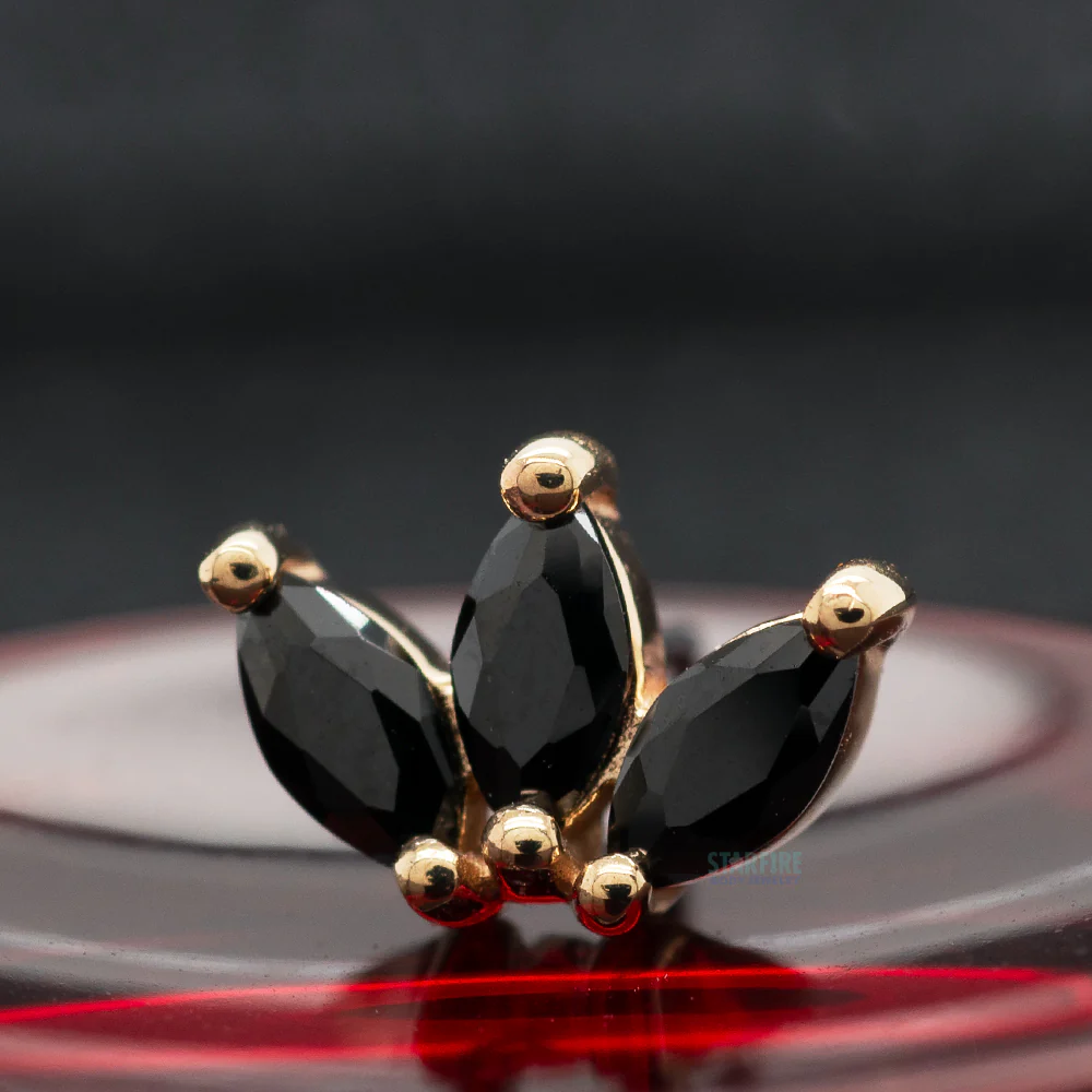 threadless: "Moet" End in Gold with Black Spinel - Image 2