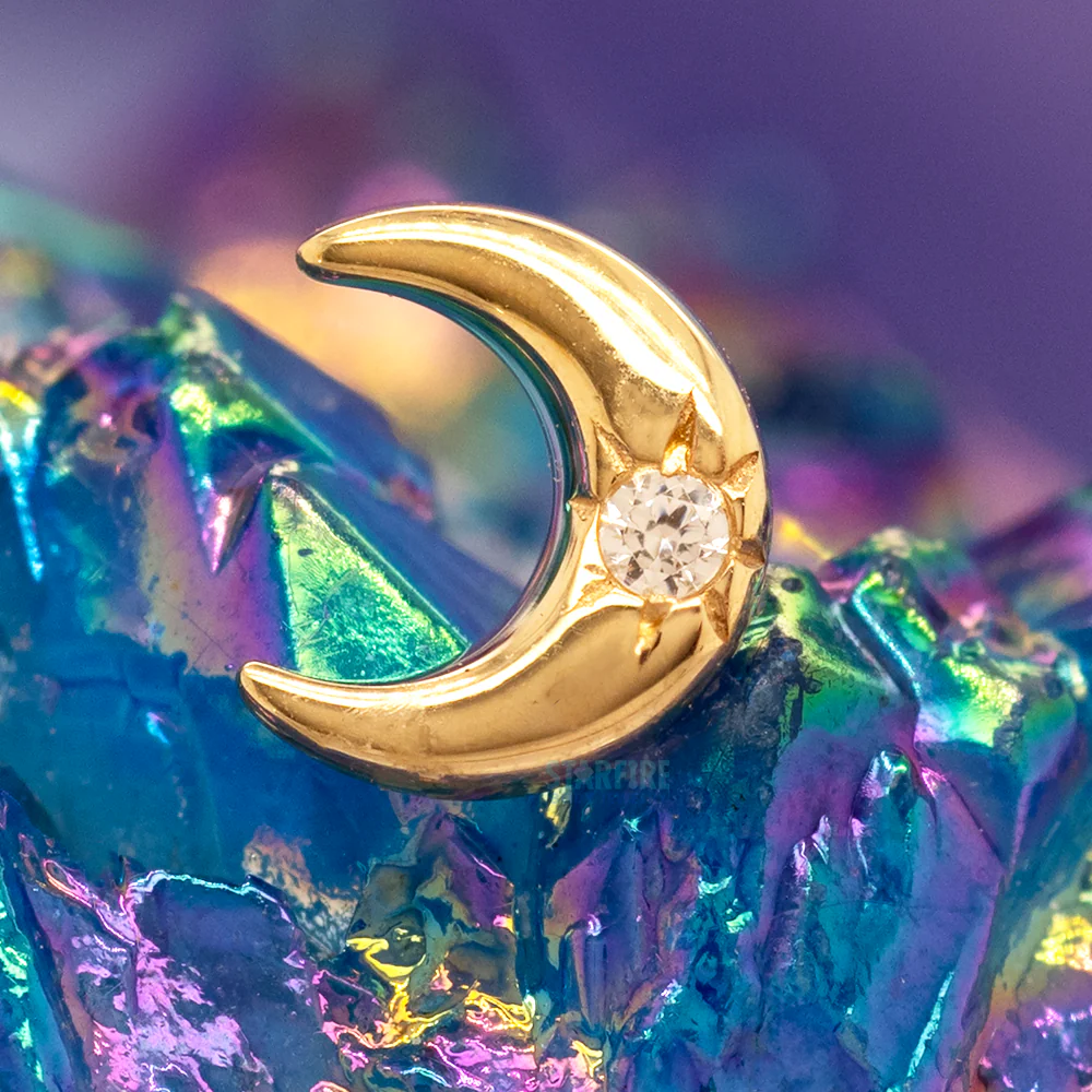 threadless: "Moonshine" End in Gold with CZ - Image 2