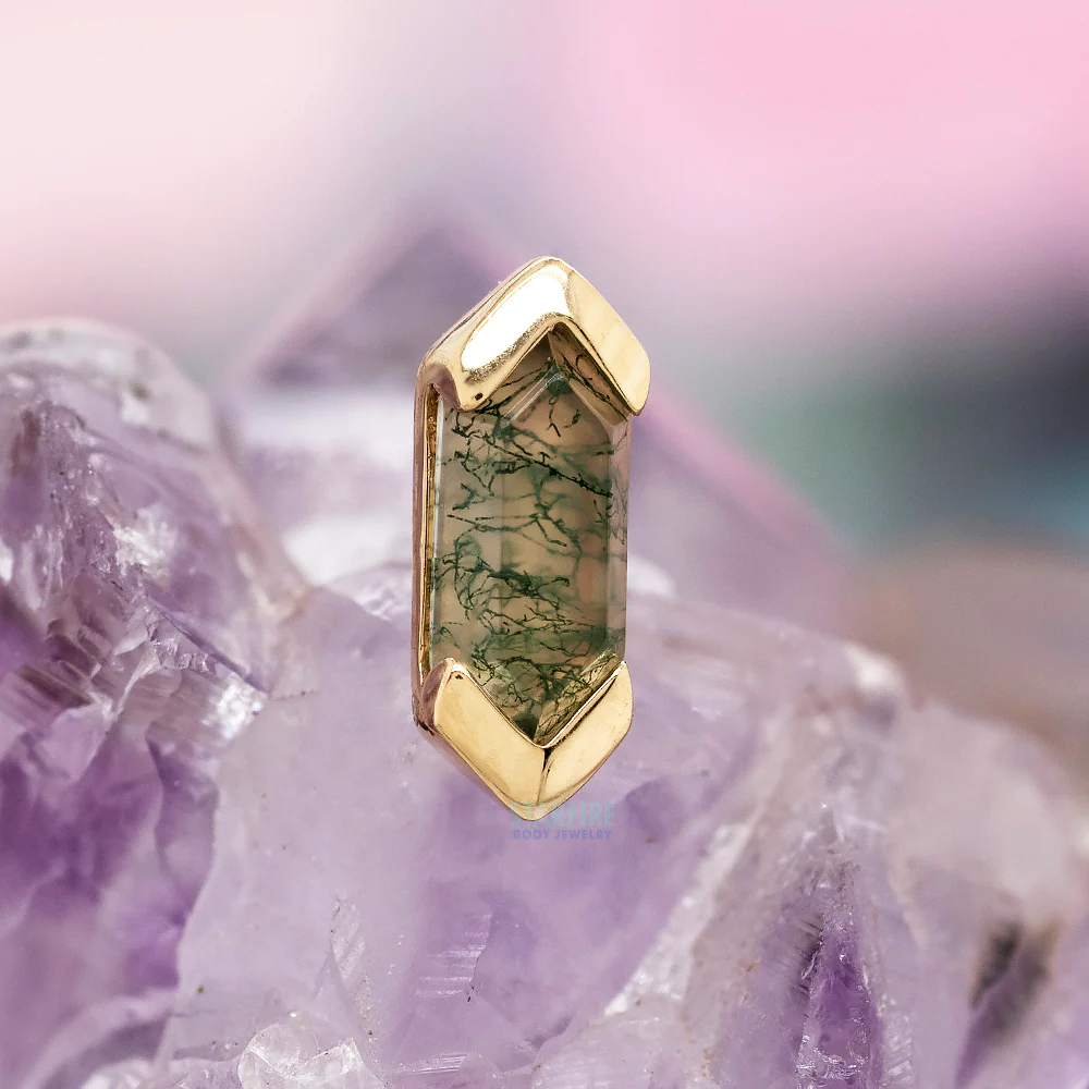 threadless: "Mystic" End in Gold with Moss Agate - Image 2