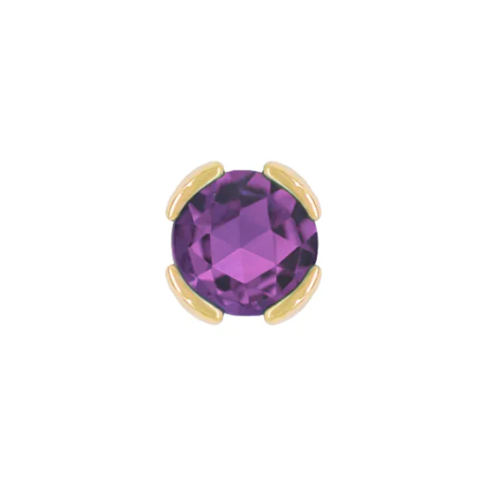 threadless: "Peekaboo" End in Gold with Rose Cut Amethyst - Image 2